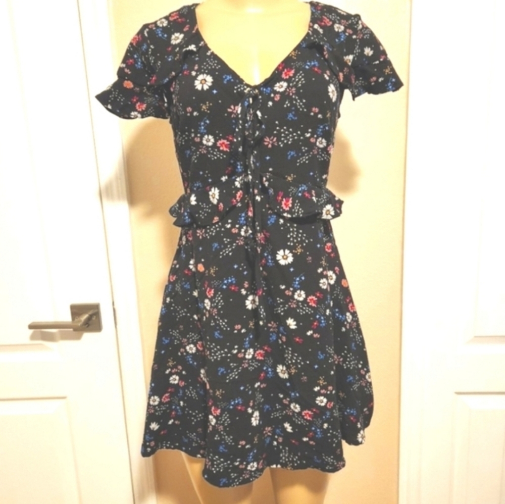Xhilaration Black Floral Mini Dress - Picture 2 of 4